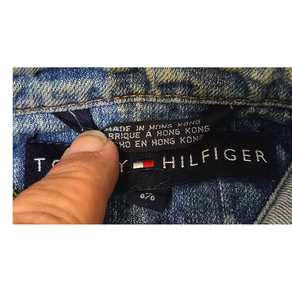 Vintage Tommy Hilfiger Mens Denim Jean Jacket Blue Wash Button Front Size L - Picture 4 of 9